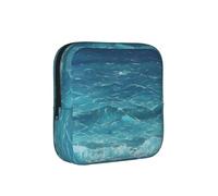 The Deep Blue Sea American Flag - Bolsa de almacenamiento de servilletas sanitarias compacta para mujer, portátil y elegante con cremallera para llevar a diario