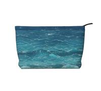 The Deep Blue Sea - Bolsa de maquillaje de pana versátil con cremallera para uso diario y organizador de capacidad de viaje, Black, Talla única