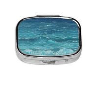 The Deep Blue Sea - Caja de almacenamiento de píldoras cuadrada de viaje, mini pastillero portátil (pastillero de 2 compartimentos), caja de almacenamiento de medicamentos y vitaminas