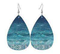 The Deep Blue Sea - Pendientes de piel con forma de lágrima para mujer, chapados en plata 925, accesorios de vacaciones