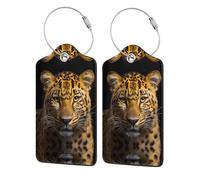 The Deep Eyed Leopard 1 - Etiqueta impresa de piel sintética, adecuada para bolsos, etiquetas de bolsas de viaje, etiquetas de equipaje