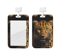 The deep-Eyed Leopard ABS ID Holder with Lanyard, Slide Cover Waterproof Anti-ouling, Durable for Work - Eventos