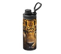 The deep-eyed Leopard - Botella deportiva de acero inoxidable portátil de gran capacidad, adecuada para actividades al aire libre, fitness, desplazamientos