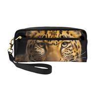 The Deep Eyed Leopard - Neceser de maquillaje pequeño, estuche de doble cara de piel sintética