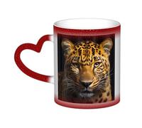 The deep-eyed Leopard - Tazas de café térmicas de cerámica para hombre y mujer, regalo divertido de 325 ml