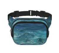 The Deep Ocean Fitness - Riñonera de viaje moderna e informal, riñonera cuadrada de doble capa, color negro, talla única, Negro, One Size