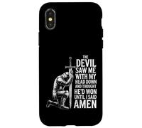 The Devil Saw Me Thought He'd Won Christian Religious Saying Carcasa para iPhone X/XS
