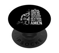 The Devil Saw Me Thought He'd Won Christian Religious Saying PopSockets PopGrip Adhesivo