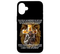 The Devil Whispered In My Ear I Am The Storm Regalos Cristianos Carcasa para iPhone 16 Plus