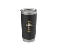The Diamonds Monogram Gold Cross Vaso térmico de acero inoxidable de doble pared