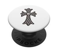 The Diamonds Monogram Silver Cross PopSockets PopGrip Adhesivo