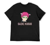 The Disastrous Life of Saiki K Manga Saiki Kusuo Unisex Camiseta Top Black Mens Tee, Negro , S