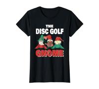 The Disc Golf Gnomo Divertido Navidad Frisbee Golf Player Camiseta gráfica económica, Mujer, Negro, L