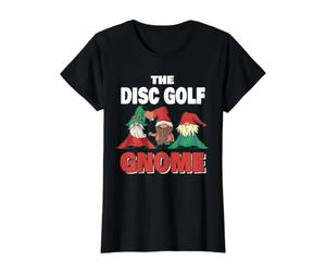 The Disc Golf Gnomo Divertido Navidad Frisbee Golf Player Camiseta gráfica económica, Mujer, Negro, XS