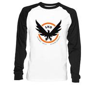 The Division Hombre Mujer Unisex Camiseta De Béisbol Blanca Negra Manga 2/3 Women's Men's Unisex Baseball T-Shirt Tamaño XL Men's White T-Shirt X-Large Size XL