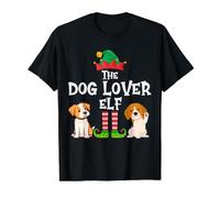 The Dog Lover Elf - Divertido Grupo Familiar a Juego de Navidad Camiseta gráfica económica, Hombre, Negro, S