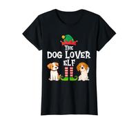The Dog Lover Elf - Divertido Grupo Familiar a Juego de Navidad Camiseta gráfica económica, Mujer, Negro, S