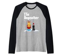 The Dogmother Husky Dog Mom Christmas Puppy Xmas Camiseta Manga Raglan