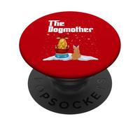 The Dogmother Poodle Dog Mom Christmas Puppy Xmas PopSockets PopGrip Adhesivo