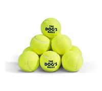 The Dog's Balls Pelotas de tenis para perros, amarillas, medianas, paquete de 12, pelotas de fieltro no abrasivas, núcleo de goma resistente, flota en el agua