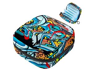 The Doodle Car Art Painting - Bolsa de almacenamiento para servilletas sanitarias, bolsa de almohadilla menstrual portátil con cremallera para adolescentes, niñas, mujeres y mujeres