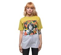 The Doors Camiseta Jim Morrison Floral Cuadrado Oficial Unisex Dye Wash Amarillo Talla L, Amarillo, Large