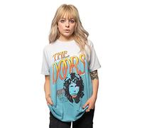 The Doors Camiseta Light My Fire Stacked oficial unisex color azul claro teñido lavado, Azul, XX-Large