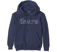 The Doors Sudadera con Capucha Classic Band Logo Nue Oficial, Unisex, Azul Marino, Azul Marino, L