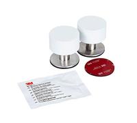 The Dove Factor Tope de puerta autoadhesivo blanco, hecho de acero inoxidable con amortiguación de sonido en la parte superior del parachoques más adhesivo 3M extra y un paño de preparación de