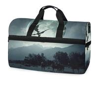 The Dragon Flies Over The Unicorns - Bolsa de viaje para hombres, mujeres, niños, niñas y adolescentes, bolsa de gimnasio deportiva de gran tamaño con compartimento para zapatos, bolsa de