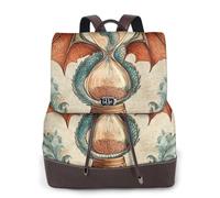 The dragon in the hourglass - Mochila de viaje para mujer, mochila casual, mochila de cuero estampada para mujer para el trabajo