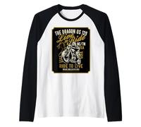The Dragon US-129 NC TN USA - Motocicleta con diseño Desgastado Camiseta Manga Raglan