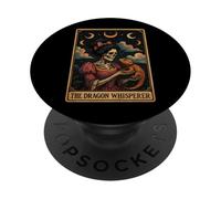 The Dragon Whisperer Barbudo Dragon Lizard Tarot Card Witchy PopSockets PopGrip Adhesivo
