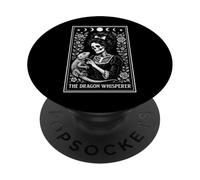 The Dragon Whisperer Barbudo Dragon Lizard Tarot Card Witchy PopSockets PopGrip Adhesivo