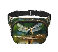The Dragonfly Flies - Bolso cruzado de moda con estampado de libélulas, riñonera cuadrada de doble capa para viajes y fitness