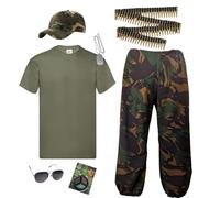 The Dragons Den Disfraz de camuflaje para adultos, soldado militar, despedida de soltero [pantalones L-XL, camiseta XXL]