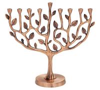 The Dreidel Company Árbol de la Vida de Menorá con Acabado Plateado y Dorado (Cobre Antiguo)