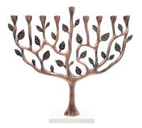 The Dreidel Company Hanukkah Menorah Árbol de la Vida con Base de Piedra (Cobre)
