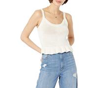 The Drop Ameena Top Corto de Punto de Tirantes con Volantes para Mujer, Blanco Whisper, 3XL Grande