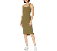 The Drop Amelia Vestido Midi Bodycon de Escote Cuadrado y Tirantes Mujer, Oliva (Military Olive), L