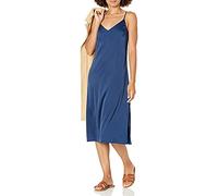 The Drop Ana Silky vestido de cuello en V Midi Slip para Mujer, Azul Marino, XXS