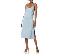 The Drop Ana Silky vestido de cuello en V Midi Slip para Mujer, Azul niebla, XL