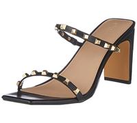 The Drop Avery Sandalia de tacón alto con dos correas y puntera cuadrada para Mujer, Black Studded, 38.5 EU