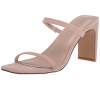 The Drop Avery Sandalia de tacón alto con dos correas y puntera cuadrada para Mujer, Natural, 42 EU