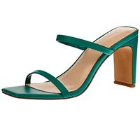 The Drop Avery Sandalia de tacón alto con dos correas y puntera cuadrada para Mujer, Verde ultramarino., 38.5 EU