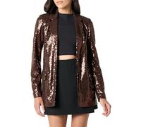 The Drop Blake Blazer Largo para Mujer, Lentejuelas Chocolate, Talla S