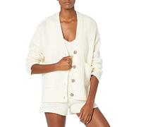 The Drop Brigitte Cárdigan Acanalado con Bolsillo Frontal y Botones Grandes para Mujer, Blanco Whisper, M