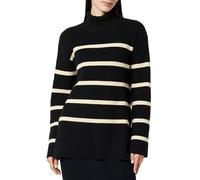 The Drop Camilla Jersey de Cuello Alto y Hombro Caído para Mujer, Negro/Crème Brulee, M