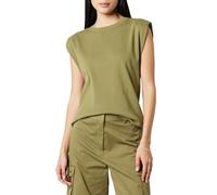 The Drop Camiseta para Mujer, Cuello Redondo sin Mangas con Hombreras, Verde Oliva Martini, por @ieshathegr8, S