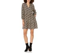The Drop @caralynmirand Minivestido de Corte Escalonado con Volante en el Cuello para Mujer, Estampado floral negro, 4XL Grande